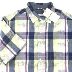 Tommy Bahama Camp Shirt Double Flora Blue Medium